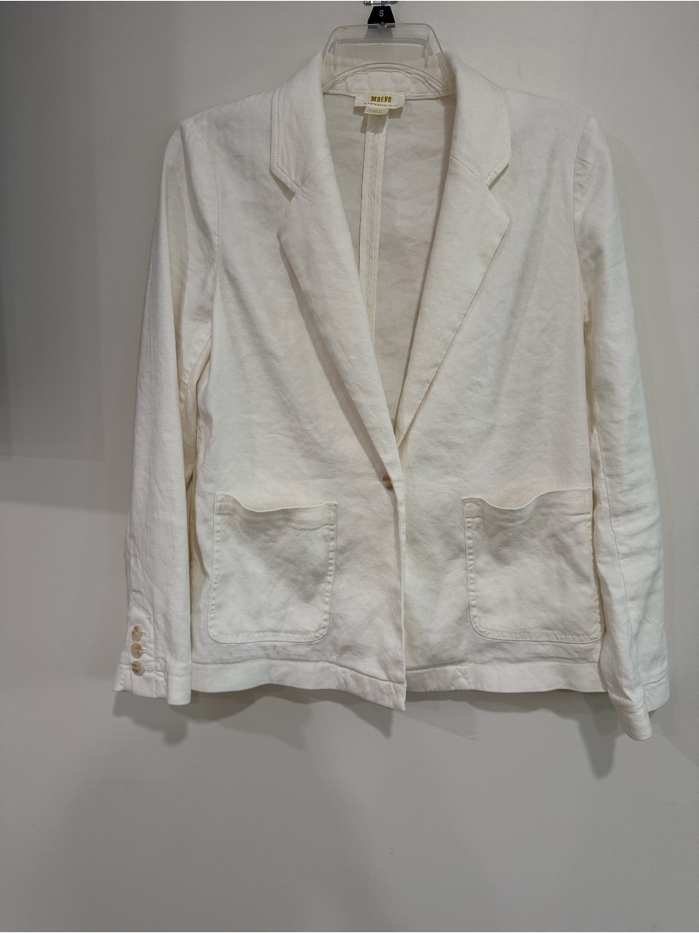 Maeve Off-White Linen-Blend Relaxed Notch Lapel Blazer